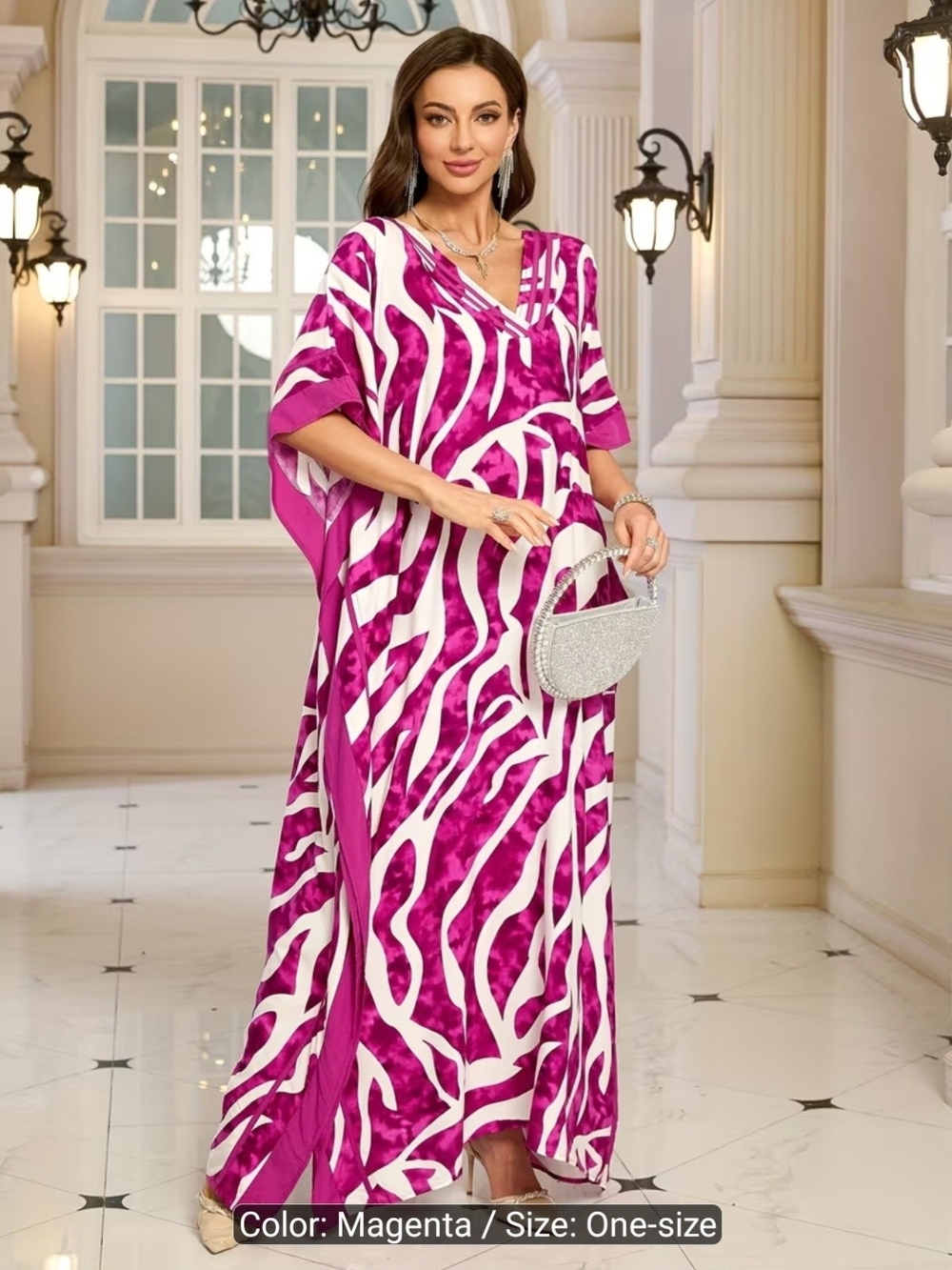 Magenta Zebra-Print Maxi Dress - One Size